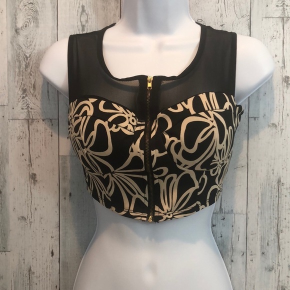 Full Zipper Bustier Mesh Shoulders Medium - Picture 1 of 7
